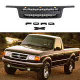 Front Grille For 1995 1996 1997 Ford Ranger Bumper Grills Grill Cover W/3 LED Light Black