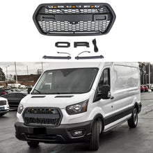 Load image into Gallery viewer, Front Grille For 2022 Ford Transit Custom Bumper Grills Grill Cover W/3 LED Light &amp; Light Bar Black