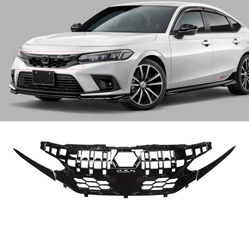 Front Grille For 2022-2023 11th Gen Honda Civic 4 Door Sedan Si Style Honeycomb