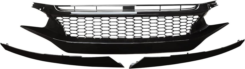 Grille For 2016 2017 2018 2019 2020 2021 Honda Civic 10th JDM Mesh Grill Glossy Black