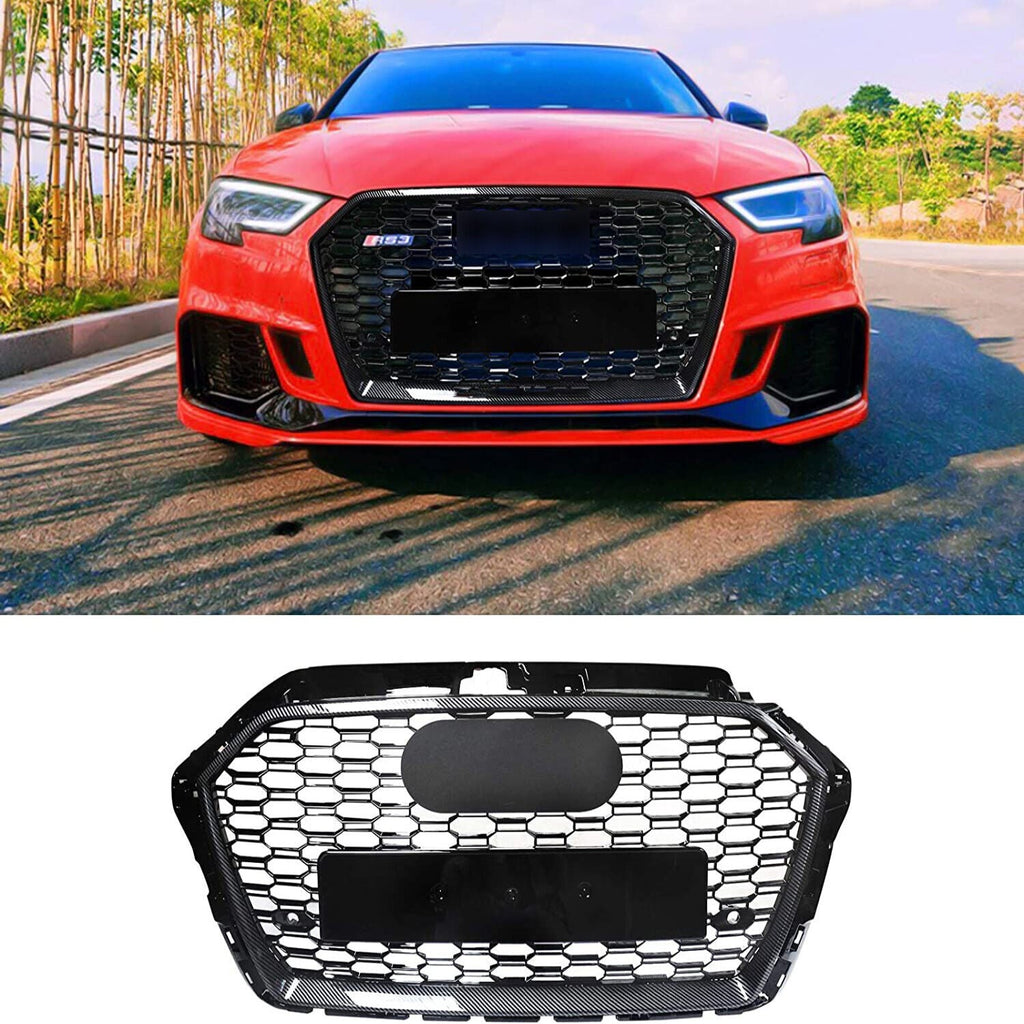 Fits For Audi A3 S3 2017 2018 2019 RS3 Style Grille Front Hood Henycomb Bumper Grill
