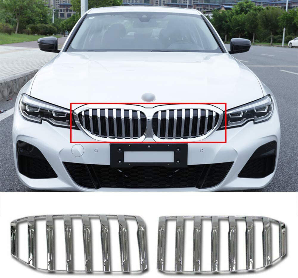 Grille Covers Fit For 2019 2020 BMW G20 3 Series ABS Chrome Front Grill Cover