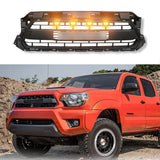 Front Grille For 2012-2015 Toyota Tacoma Bumper Grills Grill Cover W/4 LED Light Black