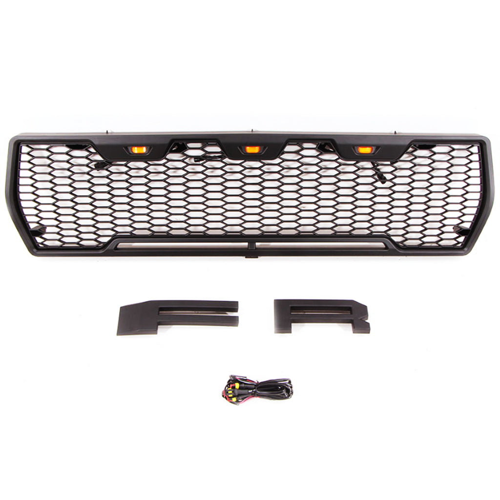 Front Grille For 1978 1979 Ford Bronco F150 Bumper Grill Replacement Grilles W/3 Lights Black