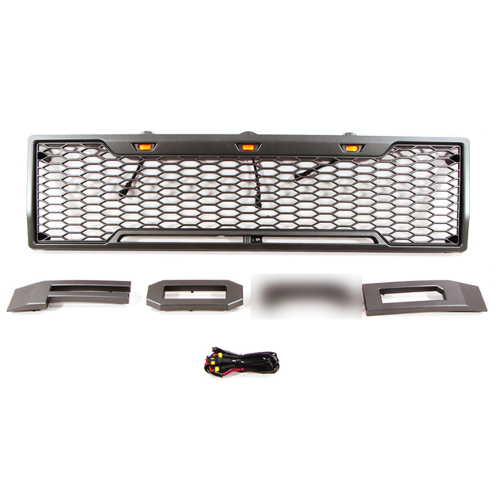 Front Grille For 1980 1981 1982 1983 1984 1985 1986 Ford Bronco F150 Front Grilles Bumper Grill With 3 Led Lights Black