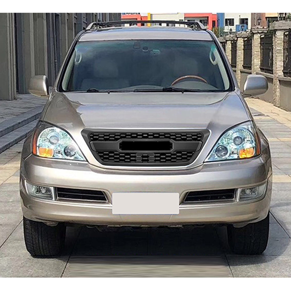 Front Grille For 2003 2004 2005 2006 2007 2008 2009 Lexus GX470 Front Center Mesh Grill Cover With 3 LED Lights Black