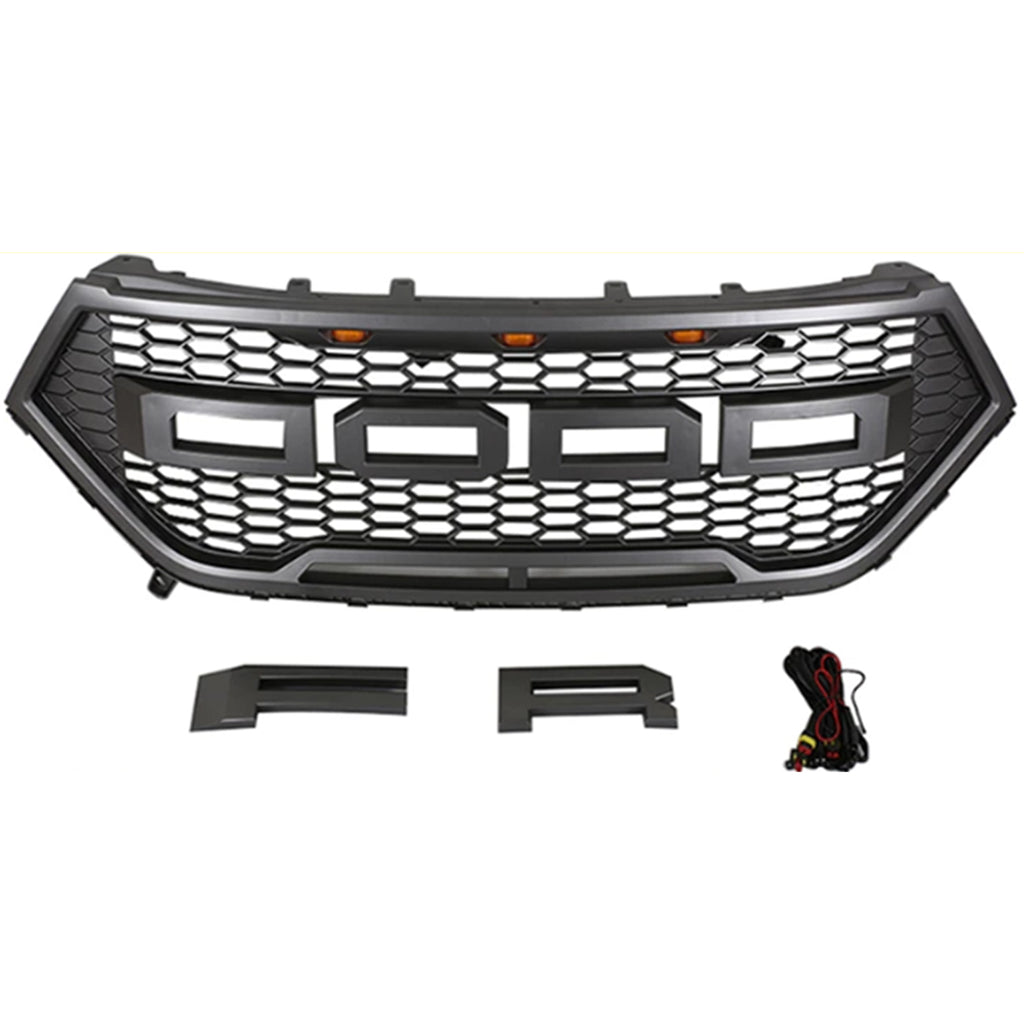 Front Grille For 2015 2016 2017 2018 Ford Edge Mesh Grilles Front Bumper Grill Honeycomb W/3 Lights Black