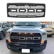 Load image into Gallery viewer, Front Grille For 2009 2010 2011 2012 2013 2014 Ford F150 Super Duty Raptor Style Grills Grill W/3 Light Black