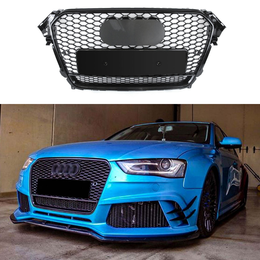 Grill Mesh Grille For 2013 2014 2015 2016 Audi A4 S4 B8.5 RS4 Style Honeycomb Front Bumper