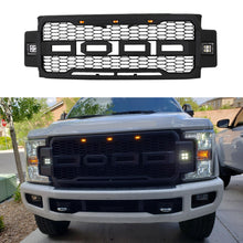 Load image into Gallery viewer, Front Grille For 2017 2018 2019 Ford F250 F350 Super Duty Upper Bumper Grill W/3 Led Lights &amp; Side Light Black