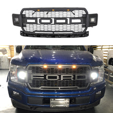 Load image into Gallery viewer, Front Grille For 2018 2019 2020 Ford F150 Mesh Grills Grill Cover Wi/3 Lights and 2 Side Light Black