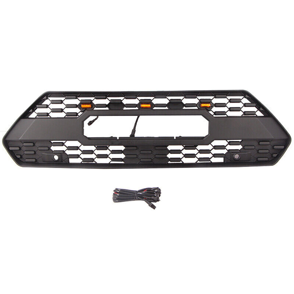 Front Grille For Toyota Rav4 2020 Adventure Honeycomb Bumper Replacement Grille With 3 Led Lights Black