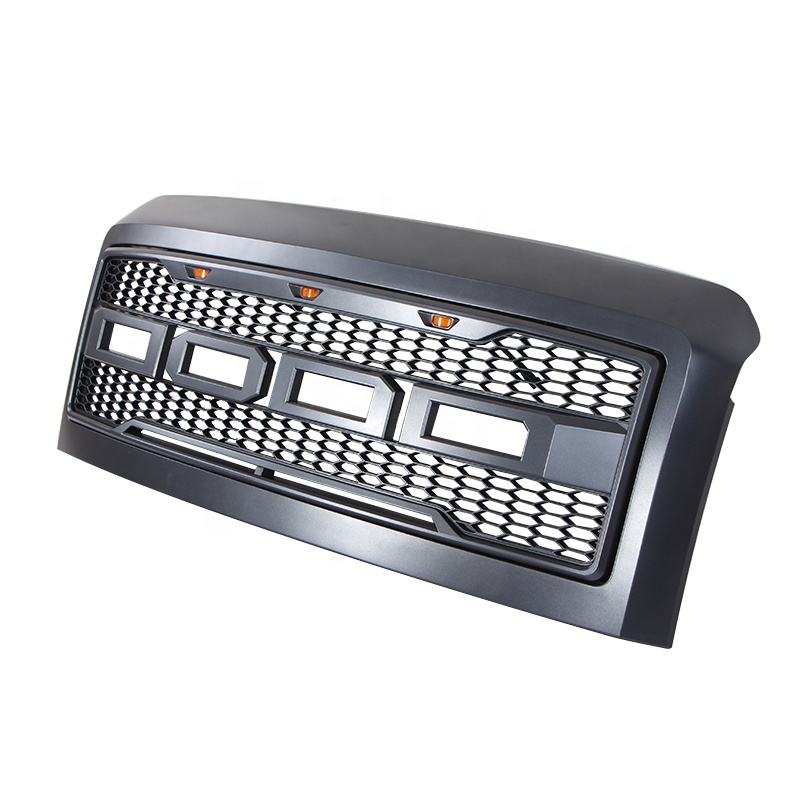 Front Grille for 2008 2009 2010 Ford F250 F350 Raptor Style Front Bumper Grill W/3 Led Lights