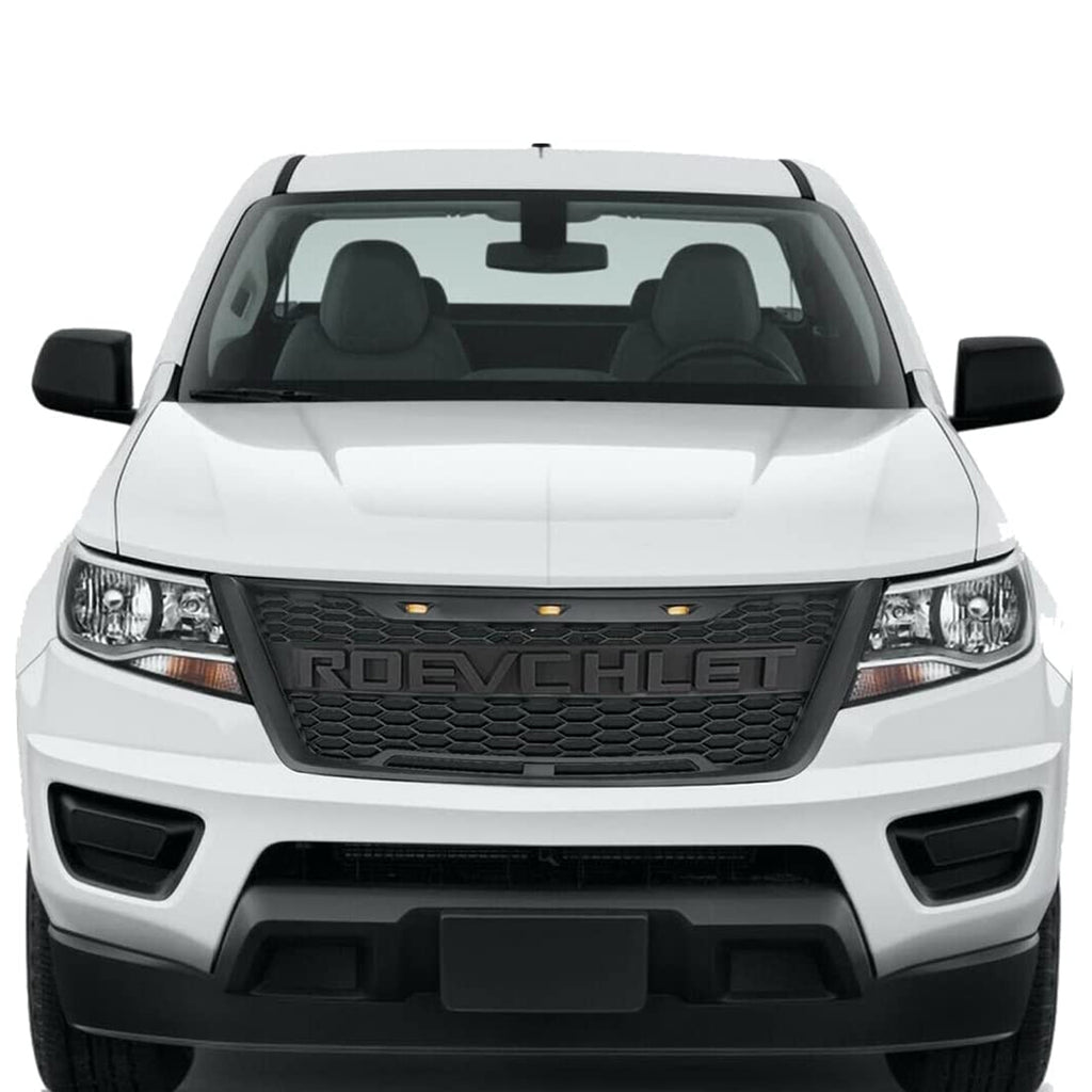 Front Grille for 2016 2017 2018 2019 Chevrolet Colorado Front Bumper Mesh Grill With 3 LED Lights Black