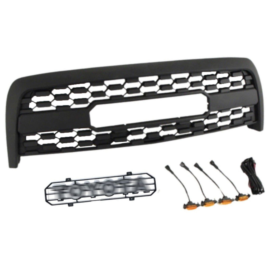 Front Grille For Toyota Tundra 2003 2004 2005 2006 TRD Bumper Grilles Grill Replacement Grills W/4 Lights Black