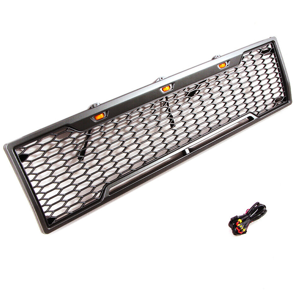 Front Grille For 1980 1981 1982 1983 1984 1985 1986 Ford Bronco F150 Front Grilles Bumper Grill With 3 Led Lights Black