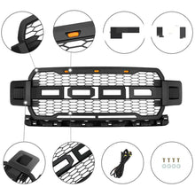 Load image into Gallery viewer, Front Grille For 2018 2019 2020 Ford F150 Front Mesh Grilles Bumper Grill W/3 LED Lights Black