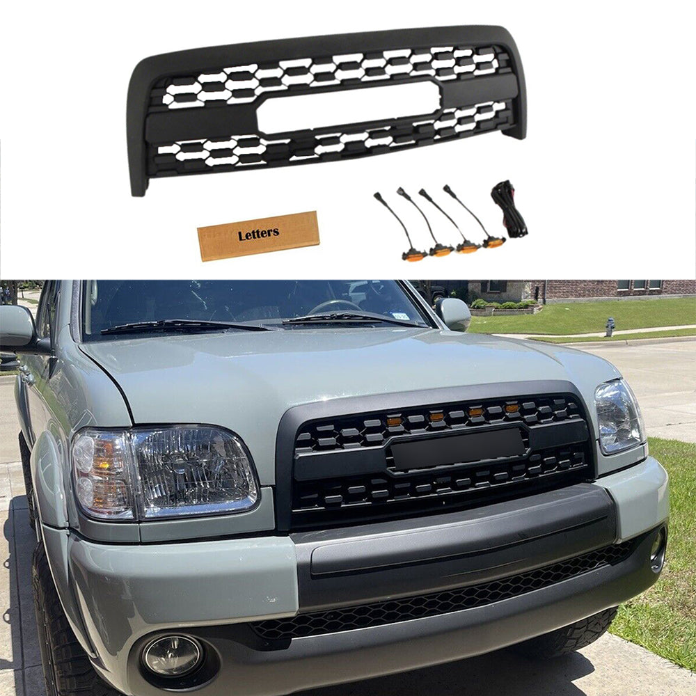 Front Grille For Toyota Tundra 2003 2004 2005 2006 TRD Bumper Grilles Grill Replacement Grills W/4 Lights Black