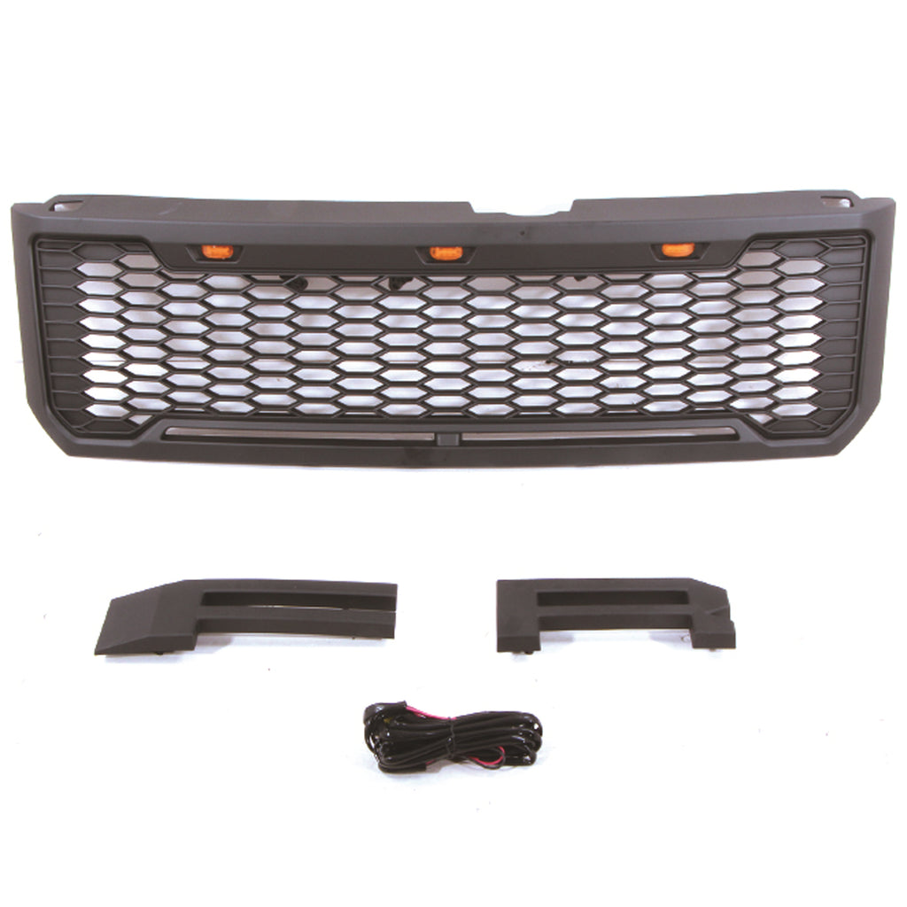 Front Grille For 2008 2009 2010 2011 2012 2013 Ford Kuga Escape Honeycomb Grilles Bumper Grill Replacement W/3 Led Lights Black