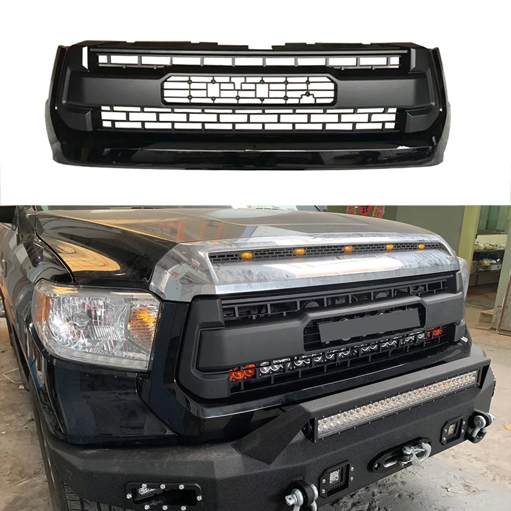 Front Grille For 2014-2019 Toyota Tundra Bumper Grills Grill Cover Grey and Black