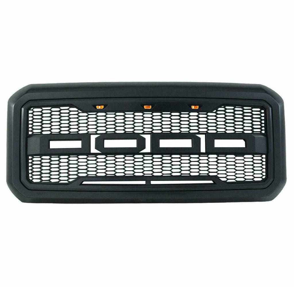 Front Grille For 2011 2012 2013 2014 2015 2016 Ford F250 F350 Super Duty Grill Raptor Style W/3 Lights Black