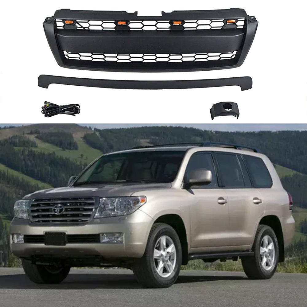 Front Grille For 2010-2013 Toyota Land Crusier Prado Bumper Grills Grill Cover W/4 Light Black
