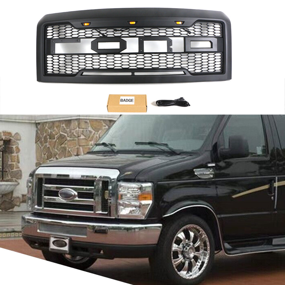 Front Grille for 2008 2009 2010 2011 2012 2013 E150 E250 E350 Bumper Grill Black