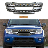 Front Grille For 2009-2019 Nissan Frontier Bumper Grills Grill Cover W/3 LED Light Black
