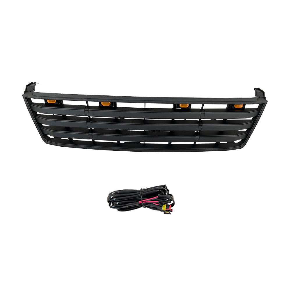 Front Grille For 1996-2002 Toyota Land Crusier LC95 Bumper Grills Grill Cover W/4 LED Light Black