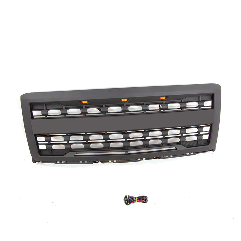 Front Grille for 2014-2015 Chevrolet Silverado 1500 Grills Grill Cover W/3 LED Lights