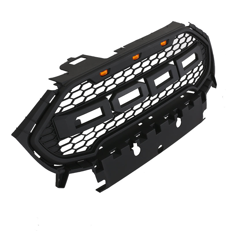 Front Grille 2016 2017 2018 2019 For Ford Ecosport Bumper Grills Grill Cover W/3 LED Light Black