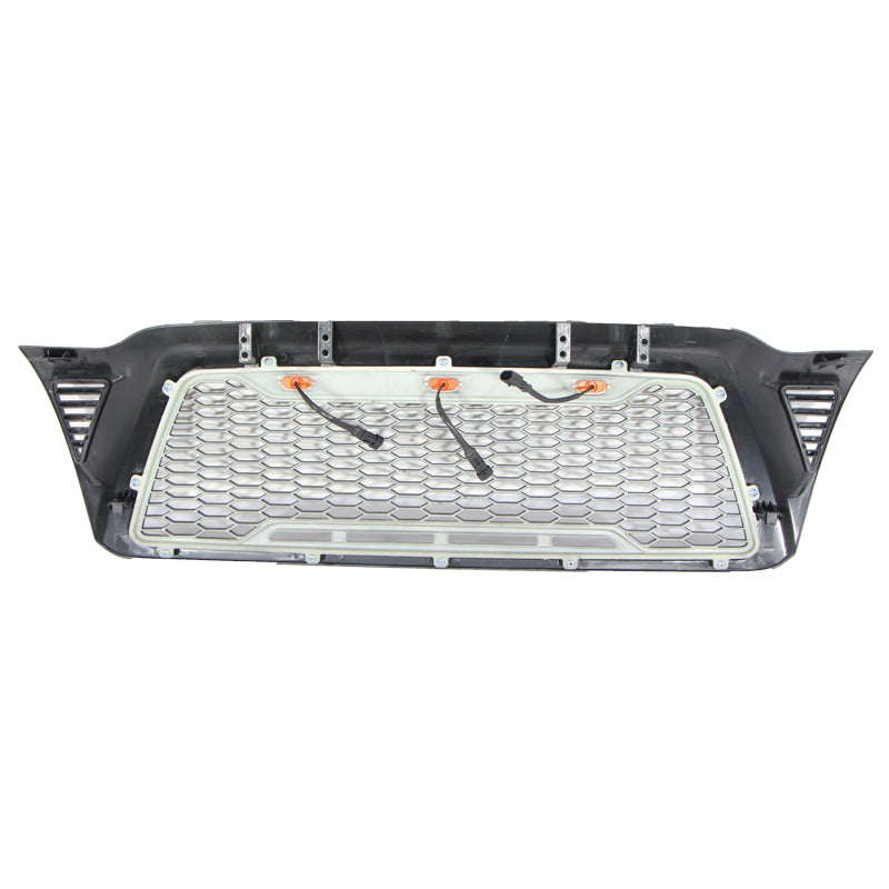 Front Grille For 2005-2011 Toyota Tacoma Bumper Grills Grill Cover W/3 Light and Side Light Black