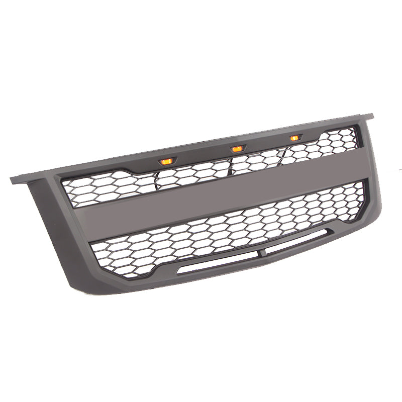 Front Grille For 2015-2019 Chevrolet Suburban Tahoe Bumper Grills Grill Cover W/3 LED Light Black