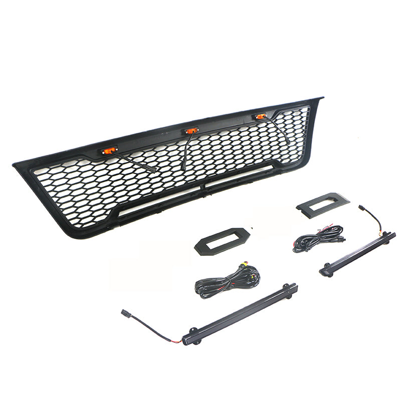 Front Grille For 2003 2004 2005 2006 2007 E150 E250 E350 Matte Black Grille With Light Bar