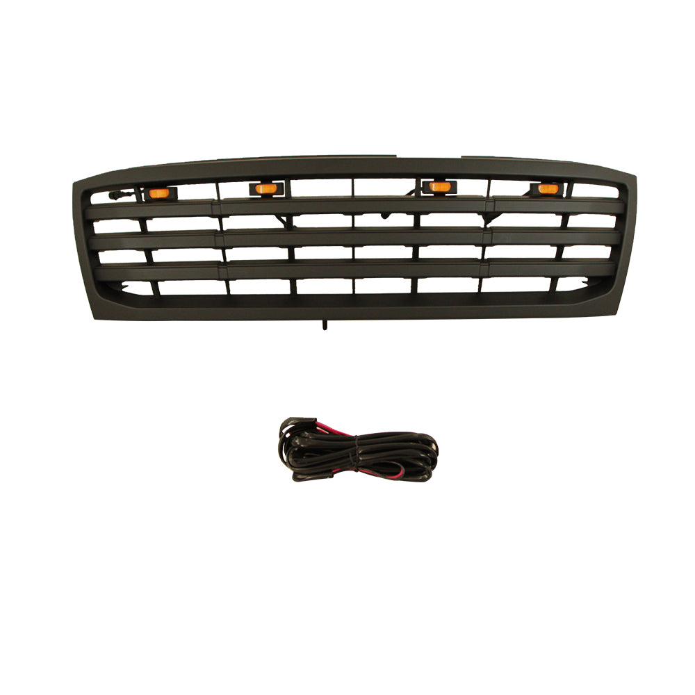 Front Grille For 1998-2006 Toyota Land Crusier LC100 Bumper Grills Grill Cover W/4 LED Light Black