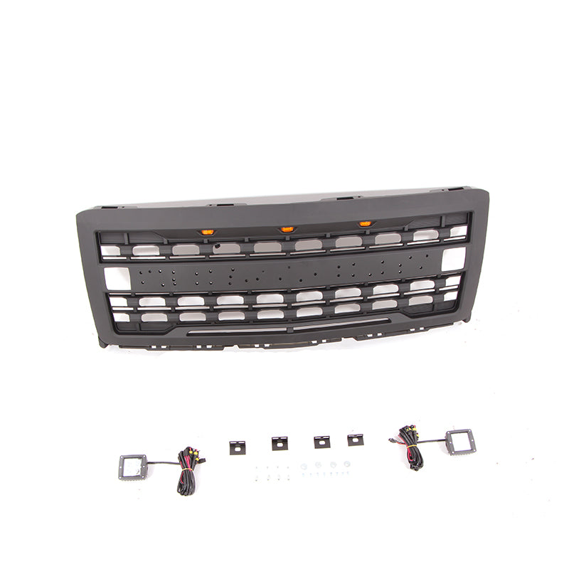 Front Grille for 2014-2015 Chevrolet Silverado 1500 Grills Grill Cover W/3 LED Lights and Cube Lights Black