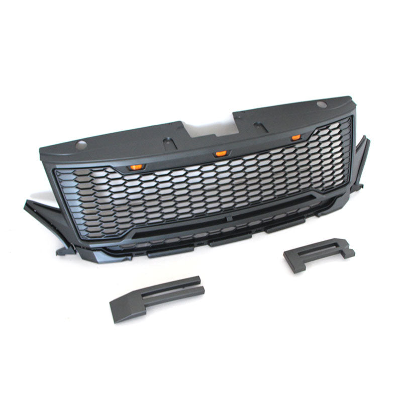Front Grille For 2011 2012 2013 2014 Ford Edge Bumper Grills Grill Cover W/3 LED Light Black