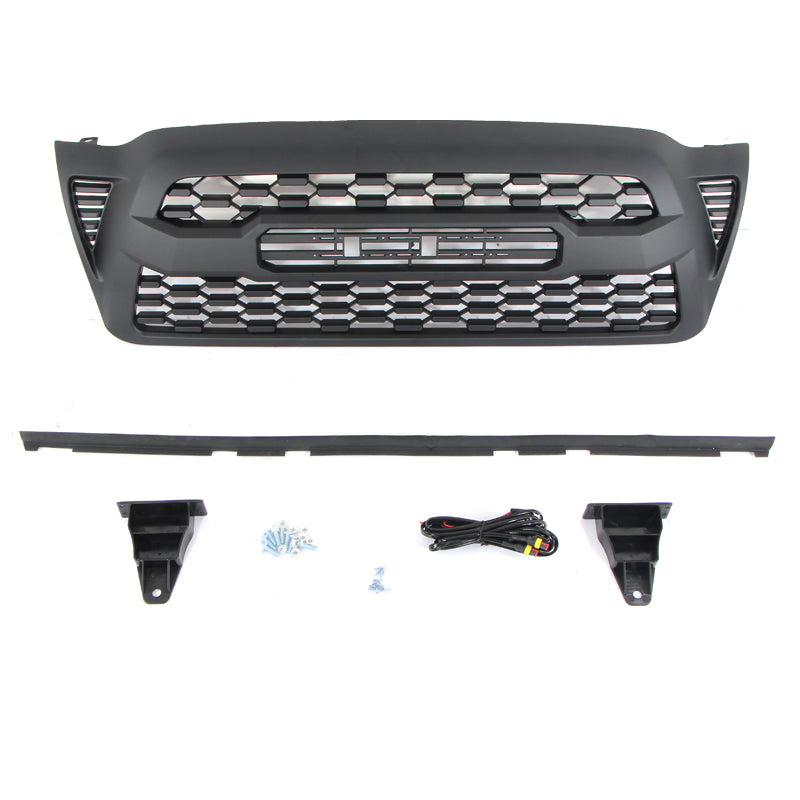 Front Grille For 2005-2011 Toyota Tacoma With Side Light Bumper Grills Grill Cover Black