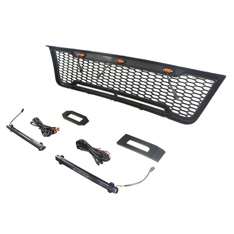 Front Grille For 2003 2004 2005 2006 2007 E150 E250 E350 Matte Black Grille With Light Bar