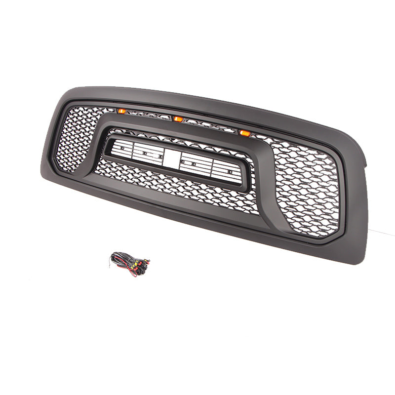 Front Grille for Dodge RAM 2500 3500 2010-2019 Bumper Grill Grills Big Horn Horizontal Style W/3 lights Black