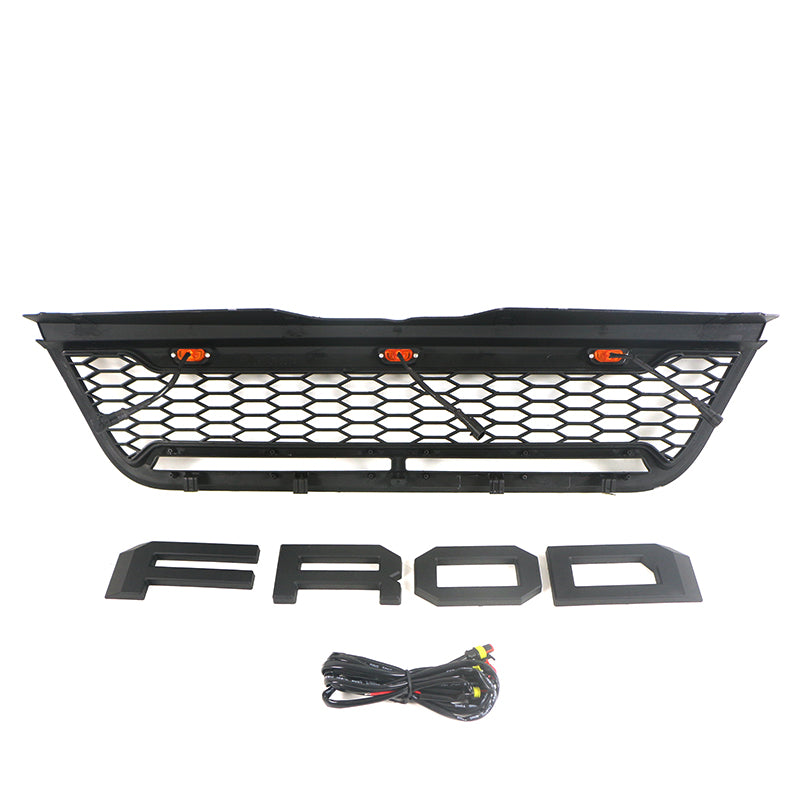 Front Grille For 2002 2003 2004 2005 Ford Explorer Bumper Grills Grill Cover W/3 Lights and Light Bar